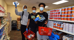 students attend the grand opening of MSJC's food pantry