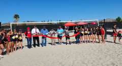 Beach volleyball court ribbon cutting