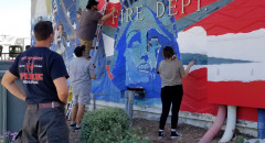 MSJC art students at work on 9/11 mural