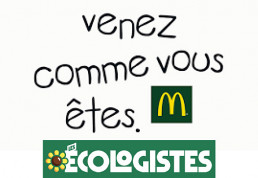 Reproduction de "Venez comme vous êtes" de McDo avec le logo "Les Écologistes"