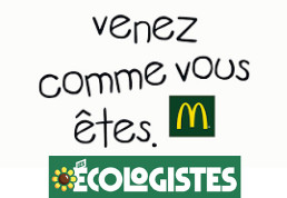Reproduction de "Venez comme vous êtes" de McDo avec le logo "Les Écologistes"